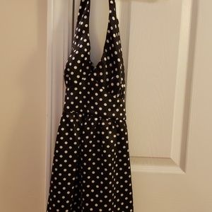 Black and white polka dot halter